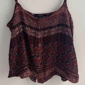 Maroon Tribal Print Cropped Tank Top